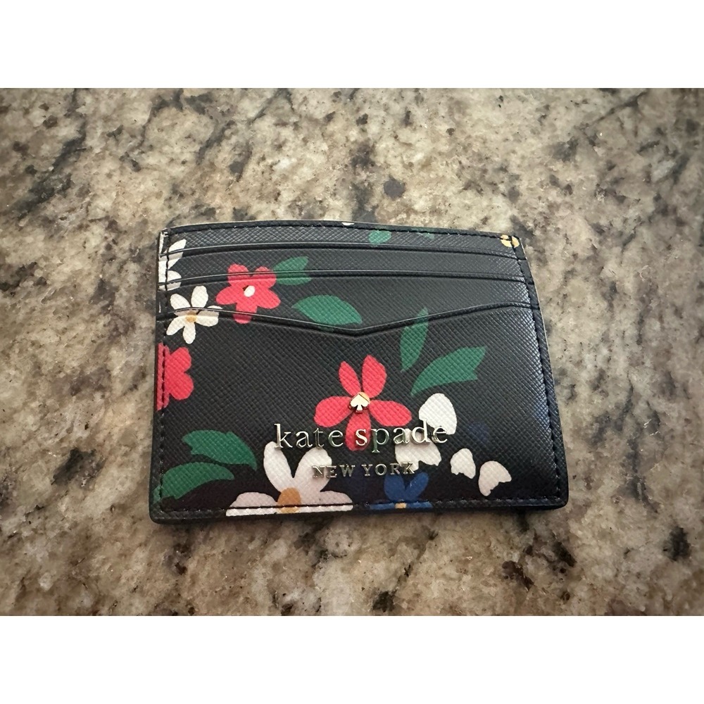 kate spade new york Card Wallet Floral Logo Credit Card Black Women